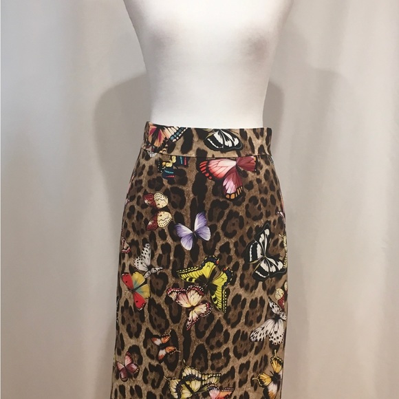 Dolce & Gabbana Leopard & Butterfly Print Skirt, Size 42, US 6, NEW NWT - Picture 2 of 11